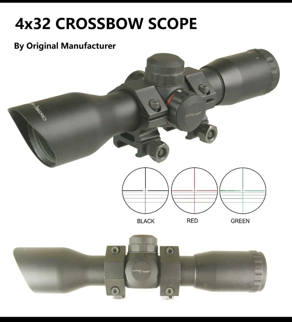 Centerpoint 4X32 Crossbow Compact Multi Range Reticle Scope With Black Rings